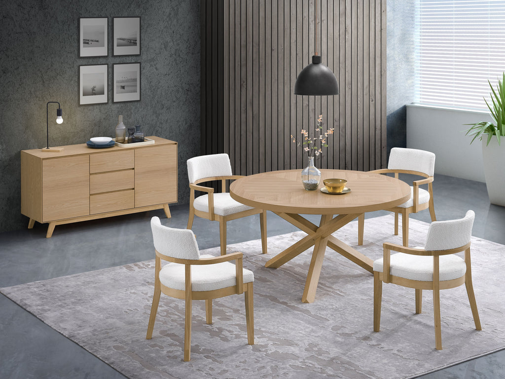 Kasem 6-Piece Dining Room Set with Round Table, Server & 4 Chairs