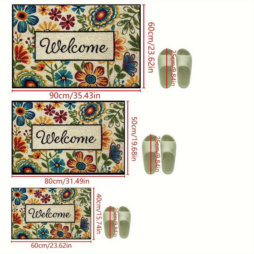 Bright Flower Welcome Mat