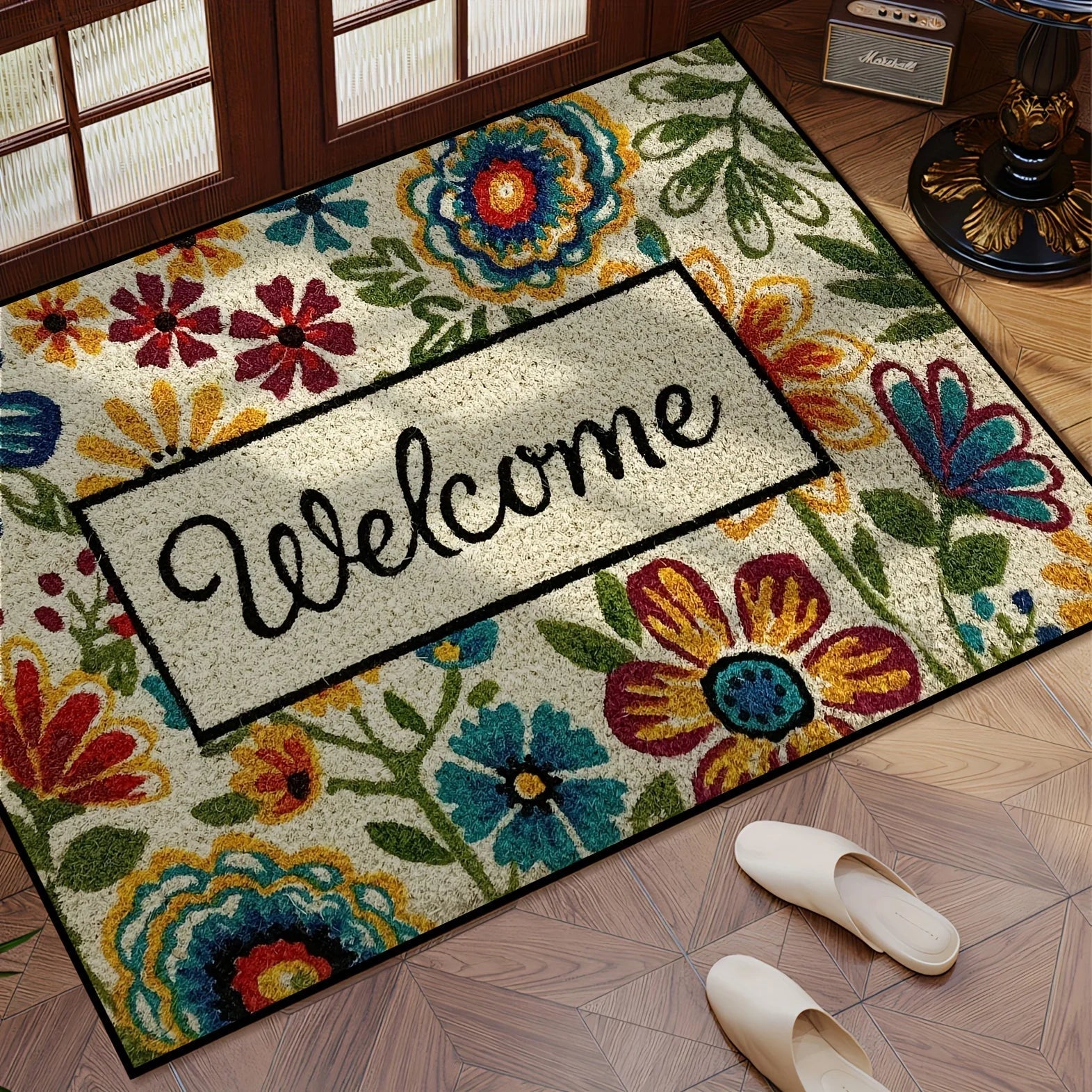 Bright Flower Welcome Mat
