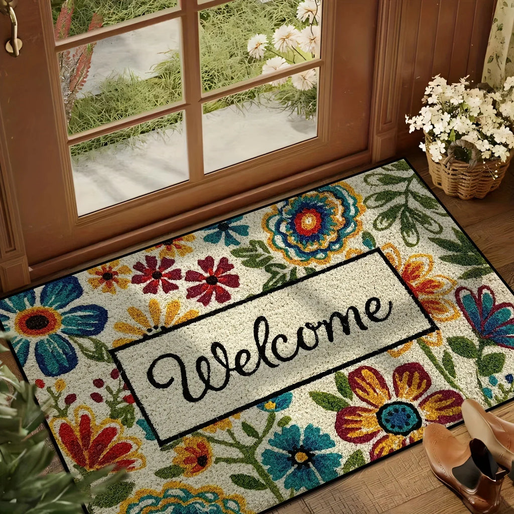 Bright Flower Welcome Mat