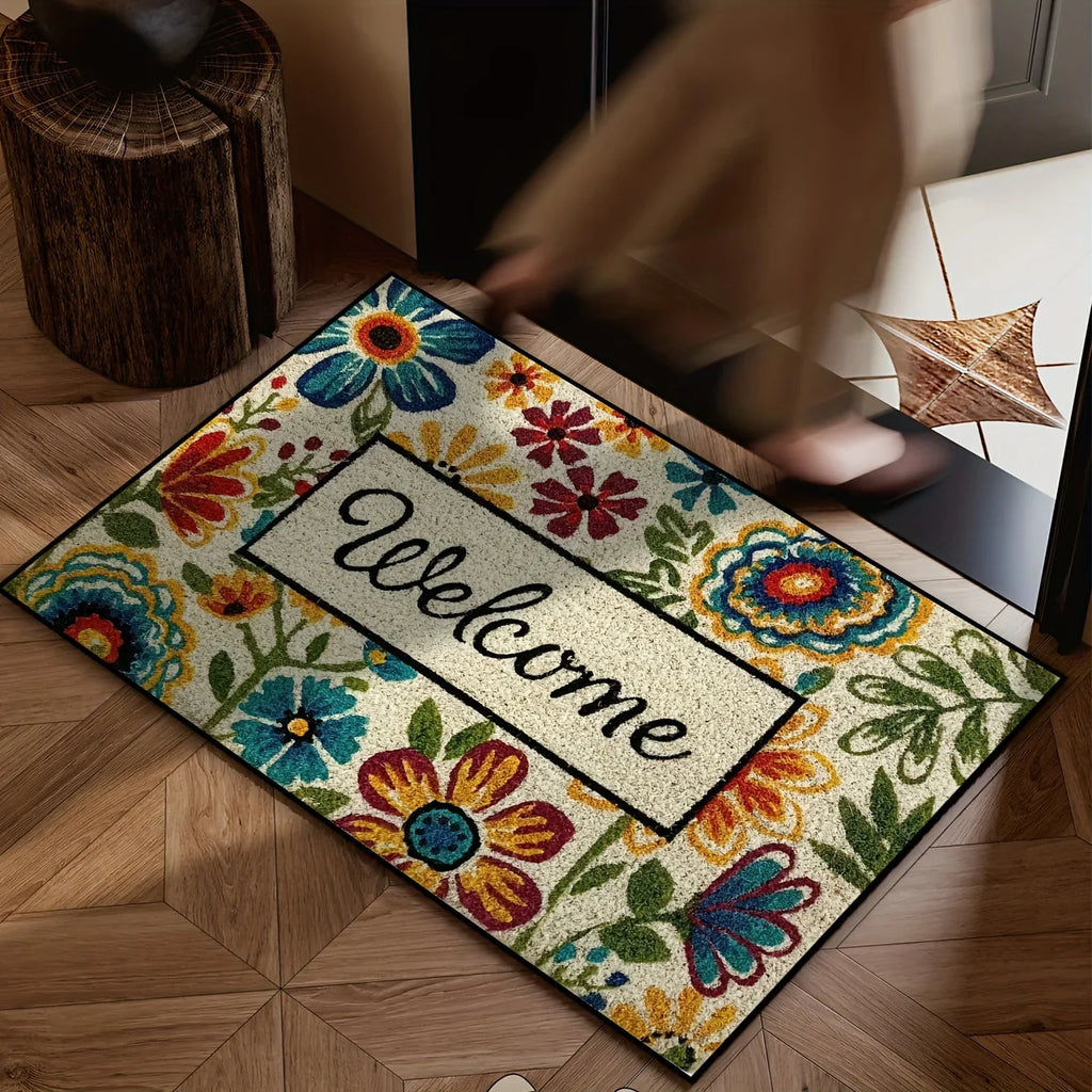 Bright Flower Welcome Mat