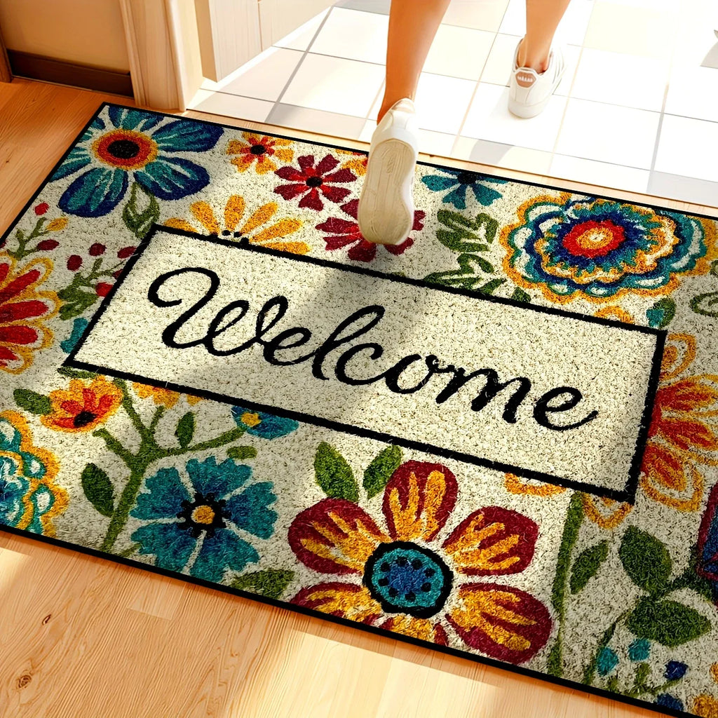 Bright Flower Welcome Mat