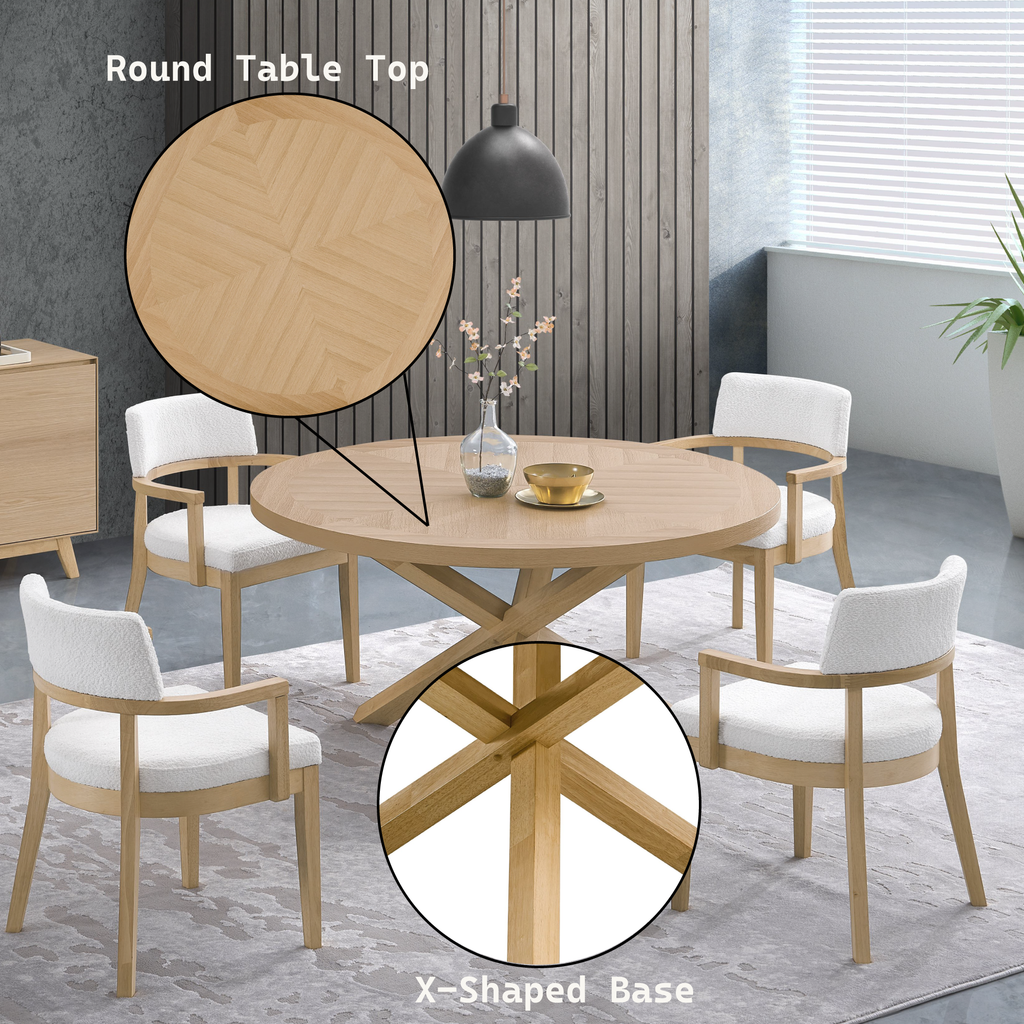 Kasem 6-Piece Dining Room Set with Round Table, Server & 4 Chairs